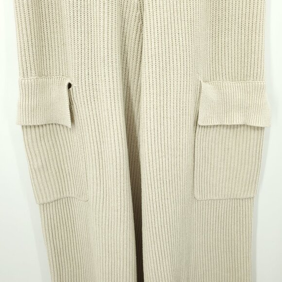House Of CB Mckenzie Ribbed Wide Leg Utility Trousers M Oatmeal/Khaki/Natural - Picture 7 of 16